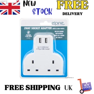 Adaptador de enchufe de 2 vías con cargador de red de 2 puertos USB - Imagen 1 de 2
