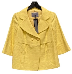 Classiques Entier Blazer Women's S Yellow Tweed Cotton Blazer Coat Jacket NEW - Picture 1 of 15