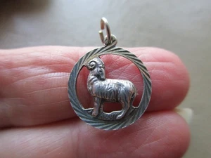 ANTIQUE VINTAGE GERMAN 800 SILVER RARE ARIES RAM STAR SIGN FOB CHARM PENDANT OLD - Picture 1 of 4