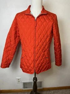 Giacca da fienile Lands End Dory taglia media 10-12 rosso pomodoro trapuntata foderata con zip - Foto 1 di 7