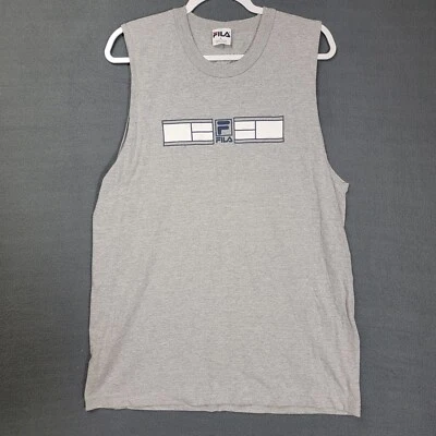 VINTAGE Fila Shirt Mens Size Large Gray Tank Top Sleeveless Distressed Mens USA - Image 1 of 4