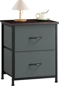 Nightstand with 2 Drawers, Bedside Table Small Dresser with Removable Fabric Bi - Picture 1 of 8