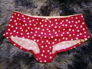 M&S Size 18-20 Red & White Spotted Knickers Panties Cotton New Free P&P - Picture 1 of 3