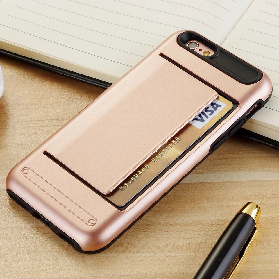 Funda CLIP Samsung Galaxy Note 3 4 5 7 Cartera Almacenamiento Tarjeta de Crédito Delgada + Vidrio Foto 1 de 1