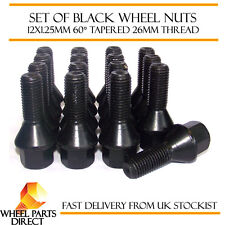 Alloy Wheel Bolts Black (16) 12x1.25 Nuts for Peugeot Partner [Mk1] 96-08
