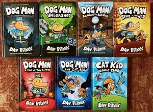 Lot 7 Books by Dav Pilkey / 6 Dog Man & 1 Cat Kid / Hardcover - Bild 1 von 3