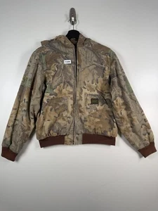 Vtg Liberty Kids Boys Full Zip Camo Hunting Jacket Brown Sz 18-20 21.5 21.5x22.5 - Picture 1 of 12