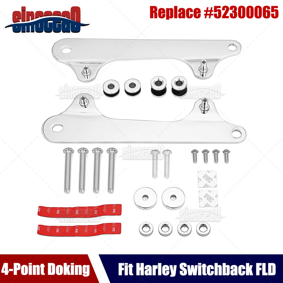 Chrome 4-Point Docking Hardware For Harley Dyna Switchback FLD Repl.52300065 - Image 1 of 4