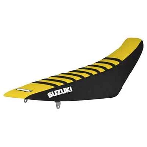 Cubierta de asiento Suzuki RM 85 2002-2024 LADOS NEGROS/PARTE SUPERIOR AMARILLA/LOGO COSTILLAS NEGRAS #41 - Imagen 1 de 5