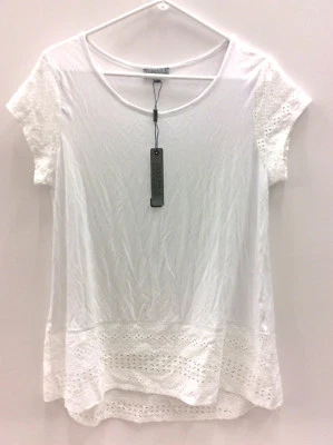 Joseph A. Top túnica de ganchillo de manga corta para mujer, blanco, precio de venta sugerido por el fabricante: 58,00 USD Foto 1 de 4