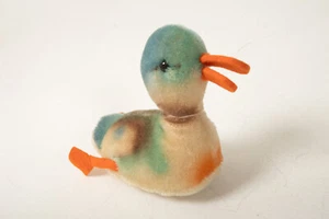 Vintage Steiff Swimming Mallard Duck (J2R-21) 5" Mohair (JSF6) w/Button & Tag - Picture 1 of 10