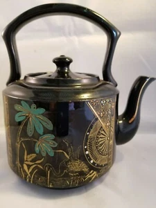 PALM English black glazed ceramic Teapot - Picture 1 of 8