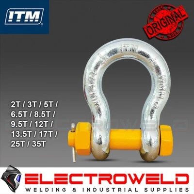 ITM 6T Bow Shackle Yellow Safety Pin Lifting Hoist Rigging Anchor TM9222-06522