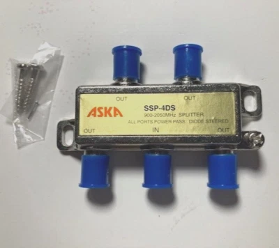 3) ASKA SSP-4DS 4-Way Splitters 900-2050 MHz All Ports Power Pass Diode Steered - Image 1 of 2