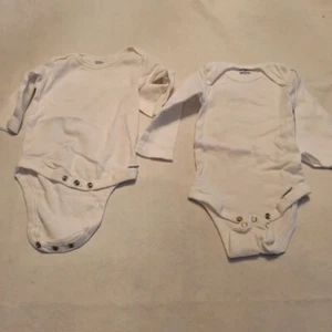 2 Gerber Onesies 3-9 Mo Cotton Long Sleeve White - Bild 1 von 3