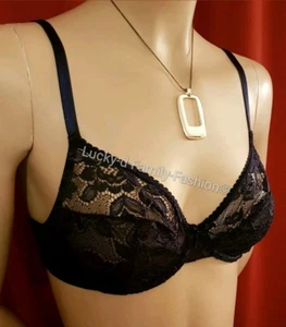 NEW M&S deep violet blue underwired non padded lace full cup bra SIze 32C 34B - Picture 1 of 7