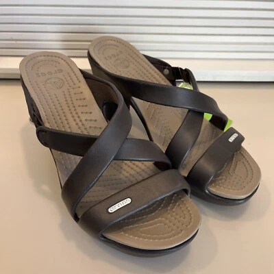 Sandalias CROCS Cyprus IV 14558 Marrón Espresso/Seta Mujer 9 NUEVAS NUEVAS CON ETIQUETAS RARAS Foto 1 de 4