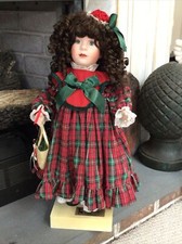 Rare Santa’s Best Porcelain Animated Doll Allison 1993 Brown Hair Blue Eyes 26”