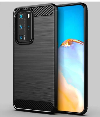 FONETEK Shockproof Slim Carbon Fibre Case Cover and LCD Screen Guard for Huawei P40 Pro