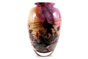 Jean Claude French Glass Vase Navaro Signed Large French Mid Century - Picture 1 of 12
