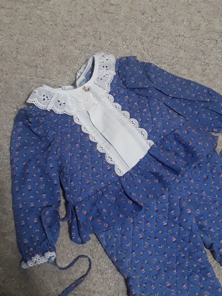 VTG Evy Of California Quilted Blue Floral Calico Pant & Top Outfit Girls 2T - Image 1 of 4