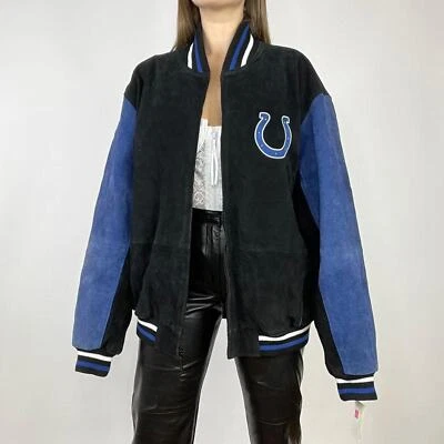 Vintage deadstock indianapolis colts leather suede bomber jacket! Mens XL - Image 1 of 4