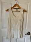 Knox Rose Cream Embroidery and Lace Boho Hippiecore Sleeveless Blouse Size Small