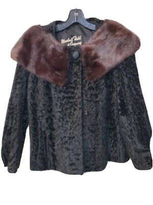 Short Cropped Evening Jacket Persian Lamb and Mink Collar Black M/L - Image 1 of 4