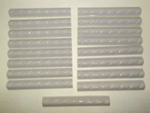 17 Pc Lot LIGHT GRAY Ceramic Liner Pencil Tiles 7/8" x 6" Glossy Rope Twist - Picture 1 of 13