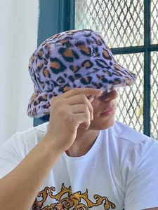 Men's Kangol Lavender Faux Fur Animal Print Bucket Hat NWT - Picture 1 of 7
