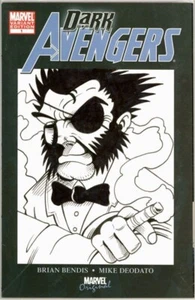 DARK AVENGERS #1 DYNAMIC FORCES SIGNED HAESER WOLVERINE PATCH SKETCH COA MARVEL - Picture 1 of 3