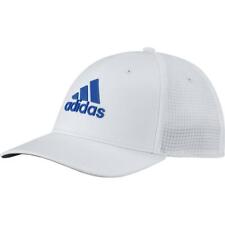 adidas Golf Mens Tour Cap Stretch Fit Baseball Hat (White/Glory Blue)