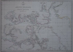 THE ARCTIC REGIONS OF NORTH AMERICA FOR THE WEEKLY DISPATCH ATLAS. CIRCA 1860. - Picture 1 of 1