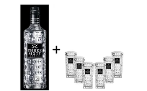 Three Sixty Vodka 3L (37,5% Vol) + 6 Three Sixty Longdrink Gläsern [Enthält Sul - Bild 1 von 1