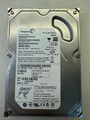 SEAGATE ST3808110AS 9BD131-034 80GB 7.2K RPM 8MB CACHE 3 Gb/s SATA 3.5" HDD - Image 1 of 4