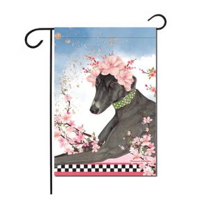 Greyhound Floral Garden Flag Double Sided 12 x 17 in. - Picture 1 of 1