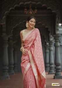 South Indian Saree Blouse Bridal Banarasi Silk Sari Bollywood Party Wedding New - Picture 1 of 13