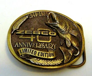 Zebco 40 Year Anniversary Belt Buckle Limited Edition 1949-1989 Fish Bass - Picture 1 of 6