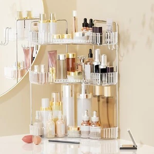 3 Tier Corner Bathroom Organizer Countertop Plastic Bathroom Counter Organizer V - Picture 1 of 5