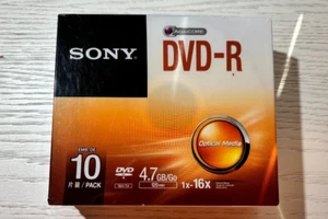 1 Pack Of 10 Sony DVD-R 120 Minute 4.7GB 1X-16X Blank Discs Brand New & Sealed - Afbeelding 1 van 5