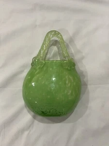Vintage Hand Blown Handbag Glass Vase - Picture 1 of 5