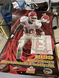 Vintage Arkansas Razorbacks SEC Football 1999 Schedule Poster W/ Autographs - Picture 1 of 8