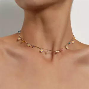 Handmade Bohemian Colorful Gold Beaded Necklace Boho Choker Statement Jewelry - Picture 1 of 2