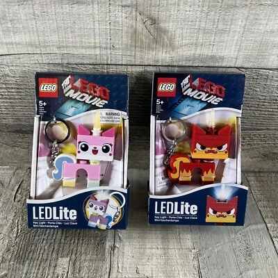 THE LEGO MOVIE UNIKITTY ANGRY KITTY LEDLITE Key Light Flashlight ring set of 2 - Image 1 of 4