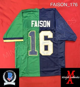 Maglia personalizzata firmata Jordan Faison Beckett Notre Dame Lacrosse / Calcio Irlandese - Foto 1 di 3