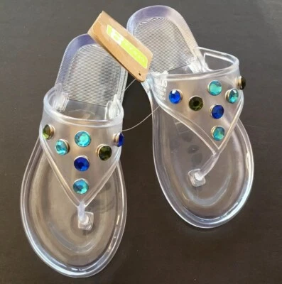 Sandalias chanclas Gymboree Crazy 8 talla 9/10 gelatina transparente gema para 3T/4T nuevas con etiquetas  Foto 1 de 3