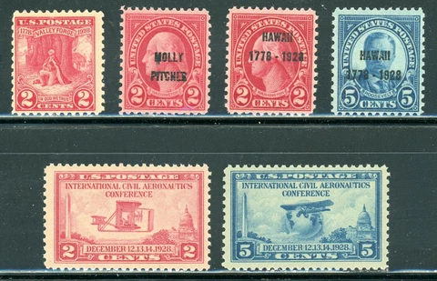 US 1928 Commemorative Year Set, Stamps 645-650 (6), Mint MNH - JP2 Cover