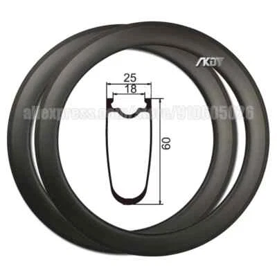 700C 公路自行车碳纤维轮辋/V 制动器 20/24 孔 3K 无内胎自行车车轮 — 第 1/4 张图片