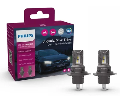 KIT COPPIA LAMPADE H4/H19 LED PHILIPS 6000K LUCE BIANCA FREDDA PLUG AND PLAY - Immagine 1 di 4