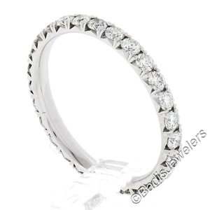 Blue Nile Platinum 1.08ctw Pave Diamond Stack Wedding Eternity Band Ring - Picture 1 of 6